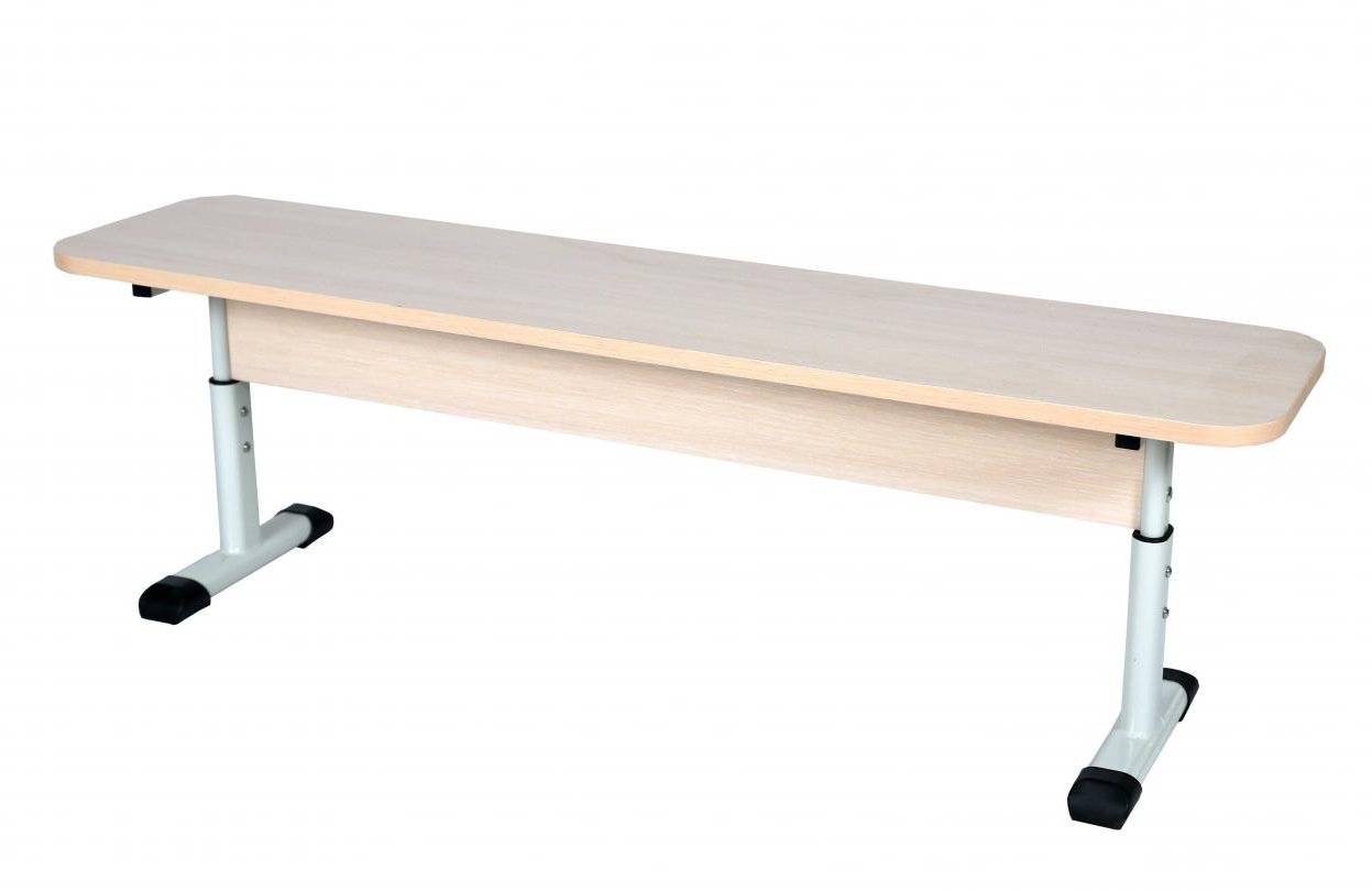 Лава 3-місна для шкільної їдальні без спинки, на ростові групи №4-6, каркас - плоскоовальна металева труба, АЛМАНТ, 1500х300х380-460 мм.